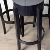 Trois Tabourets hauts, Charles Ghost par Kartell et Starck