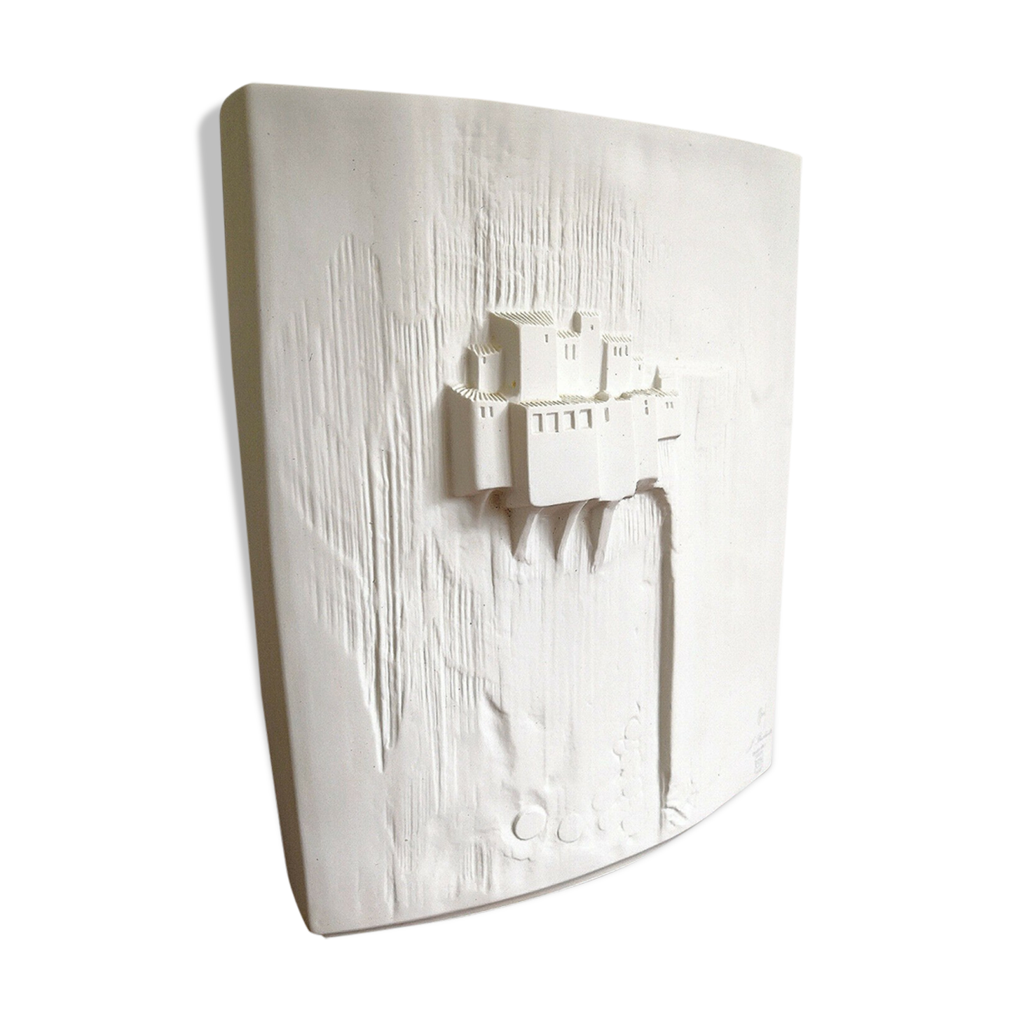 Vase en biscuit Jacques Buchholtz, village perché en porcelaine Studio d'Art
