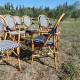 Lot of 5 bistro chairs type "Parisian" white and blue