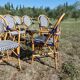 Lot de 5 fauteuils bistrot de terrasse type "parisienne" blanc et bleu