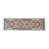 Tapis de couloir vintage turc Oushak fait main en laine et coton violet, années 1970