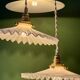 Vintage triple suspension lampshade in white opaline.