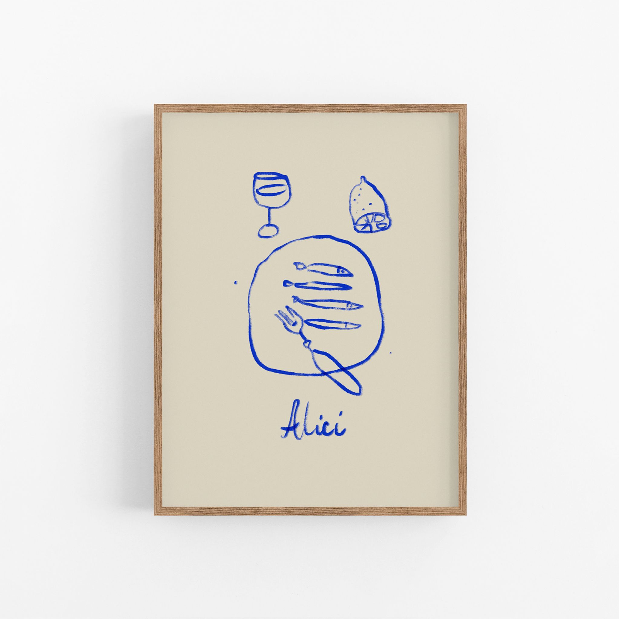 Anchois - Illustration tirage giclée, 50x70cm