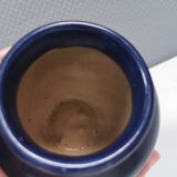 Small delicious blue ceramic vase with floral decoration. Sweden 1970s