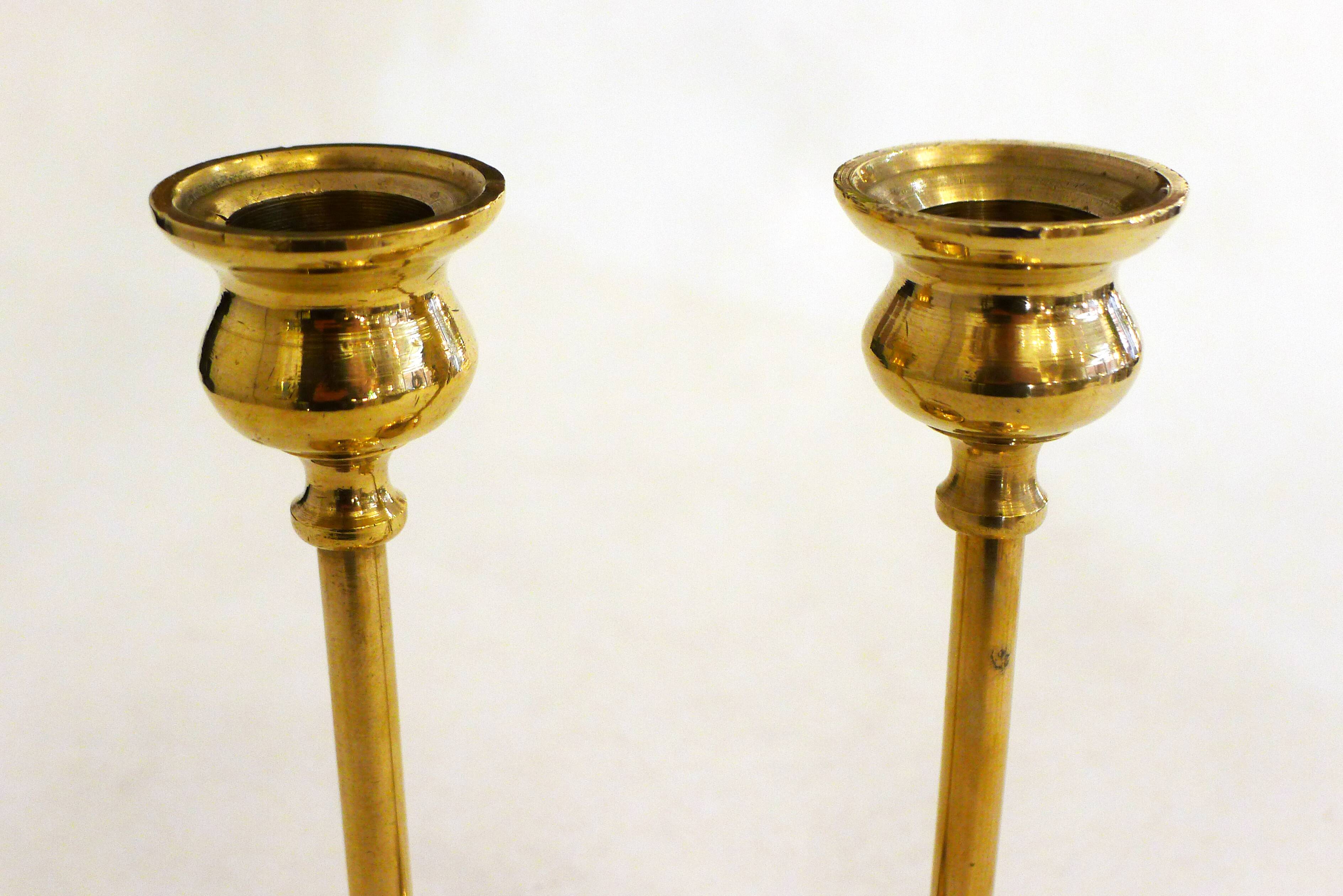 Pair of brass candlesticks