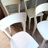 Set of 4 white wooden bistro chairs