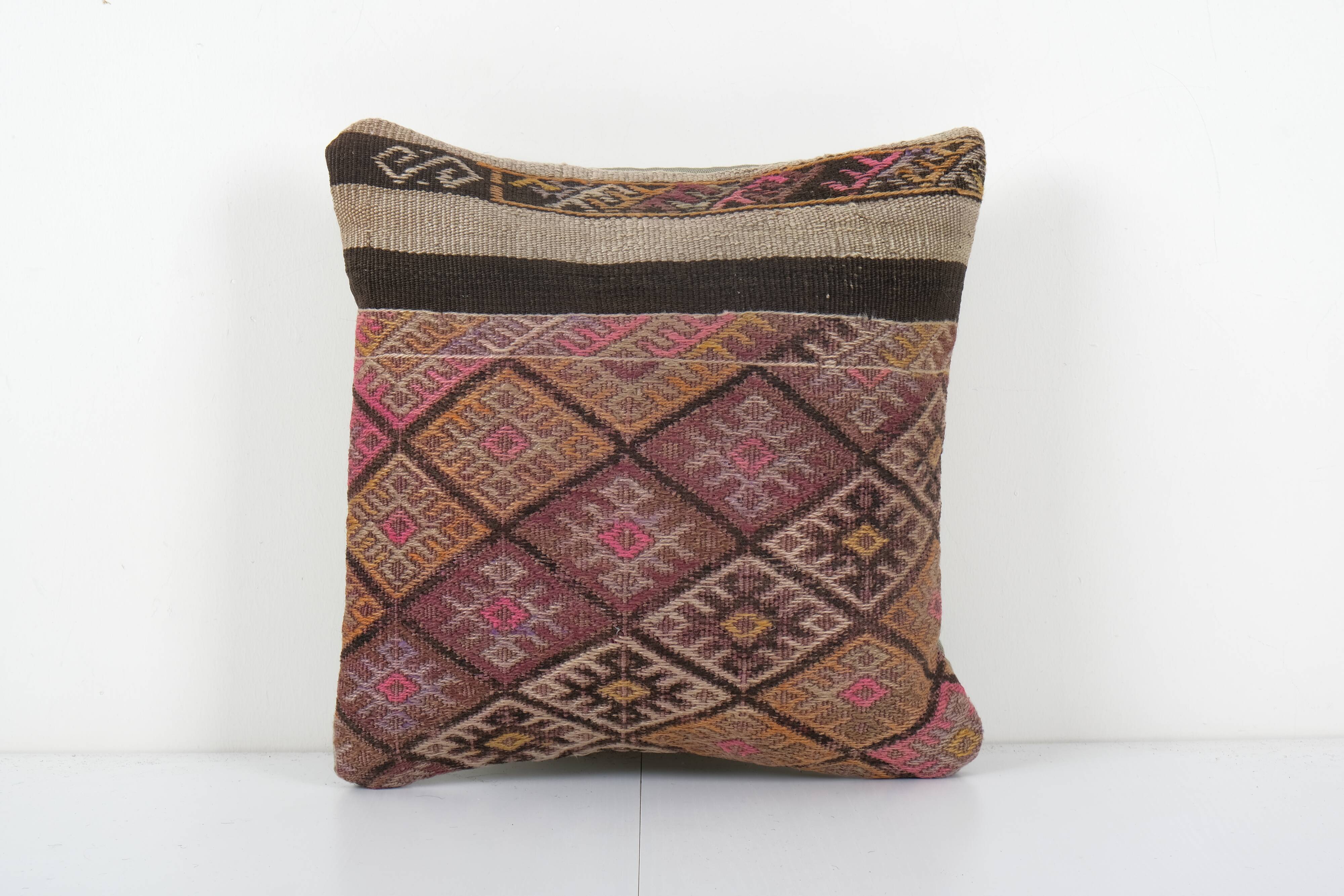 Square handwoven kilim pillow