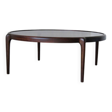 Grande table basse du milieu du siècle en acajou
