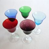 Set of 5 colorful chalice glasses