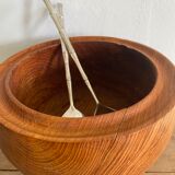 Silver metal service cutlery, bamboo model
