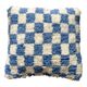 Sky blue and white checkered wool cushion