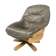 Brutalist oak and leather swivel chair, 1970s