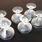 6 Standing ice cream cups Transparent gadrooned glass