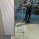 Large engraved bistro wall mirror with floral motifs - Art Deco style