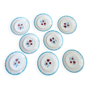 Ensemble de 8 assiettes plates Moulin des loups modèle Charentes