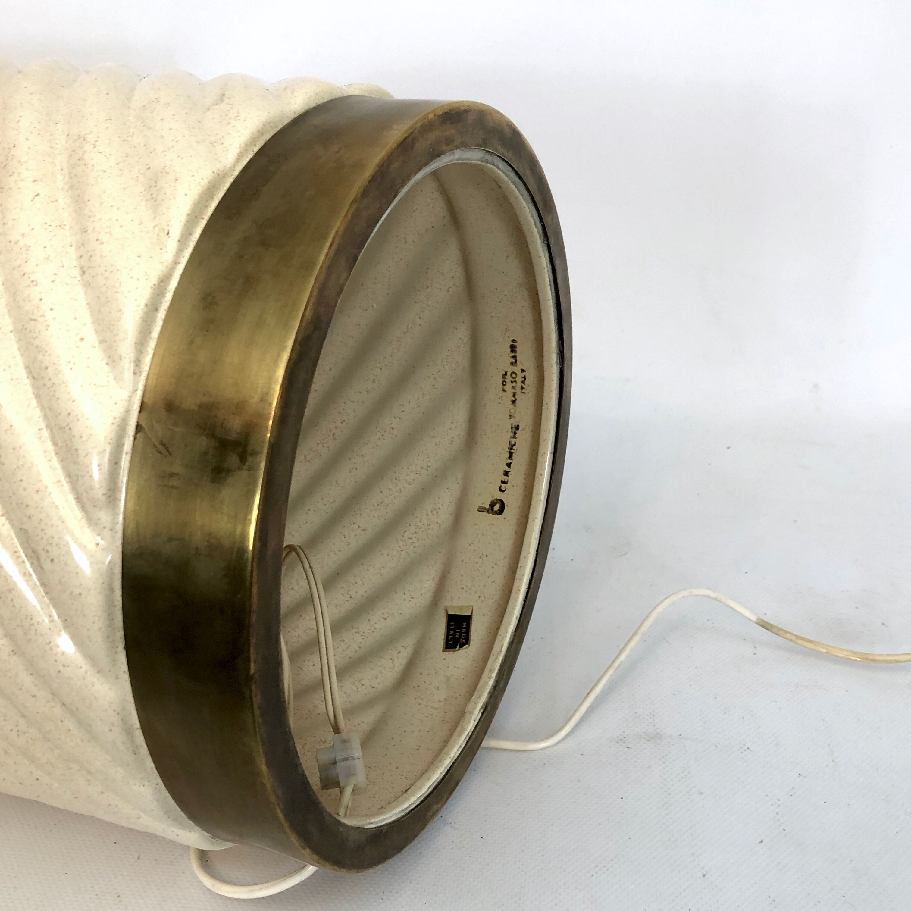 Ceramic and Brass Table Lamp by Tommaso Barbi, 1970s