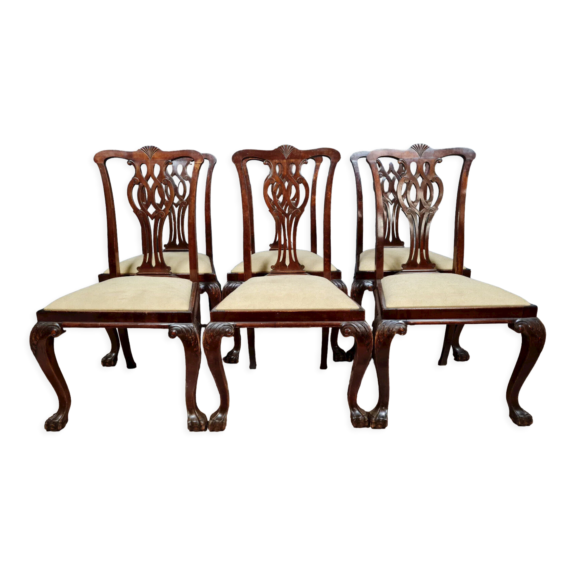 Series of 6 Chippendale mahogany chairs circa 1900