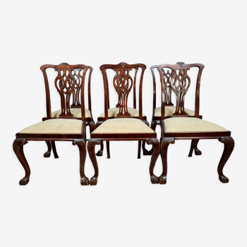 Série de 6 chaises Chippendale en acajou vers 1900