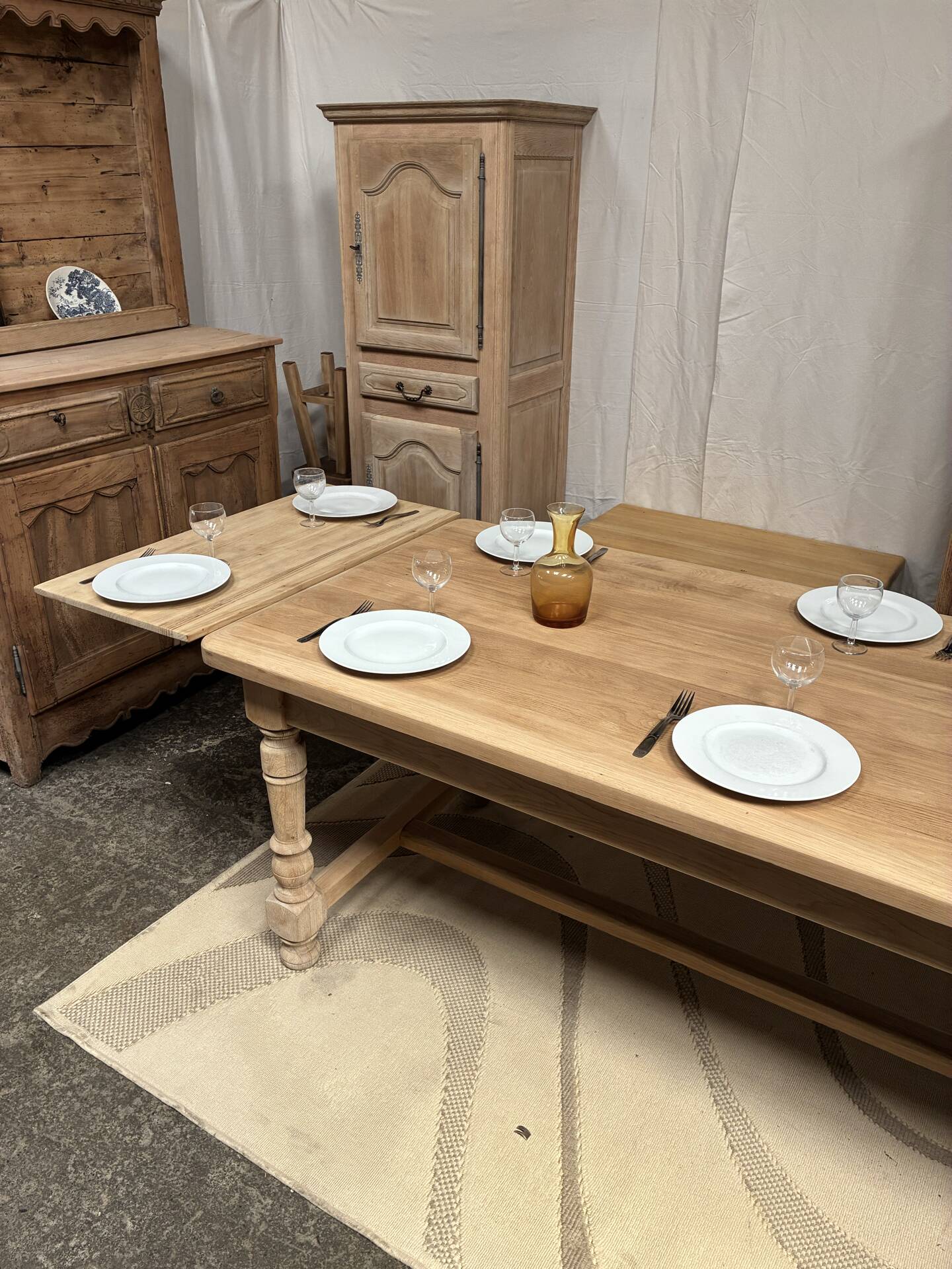 Table de ferme en chêne massif avec rallonges