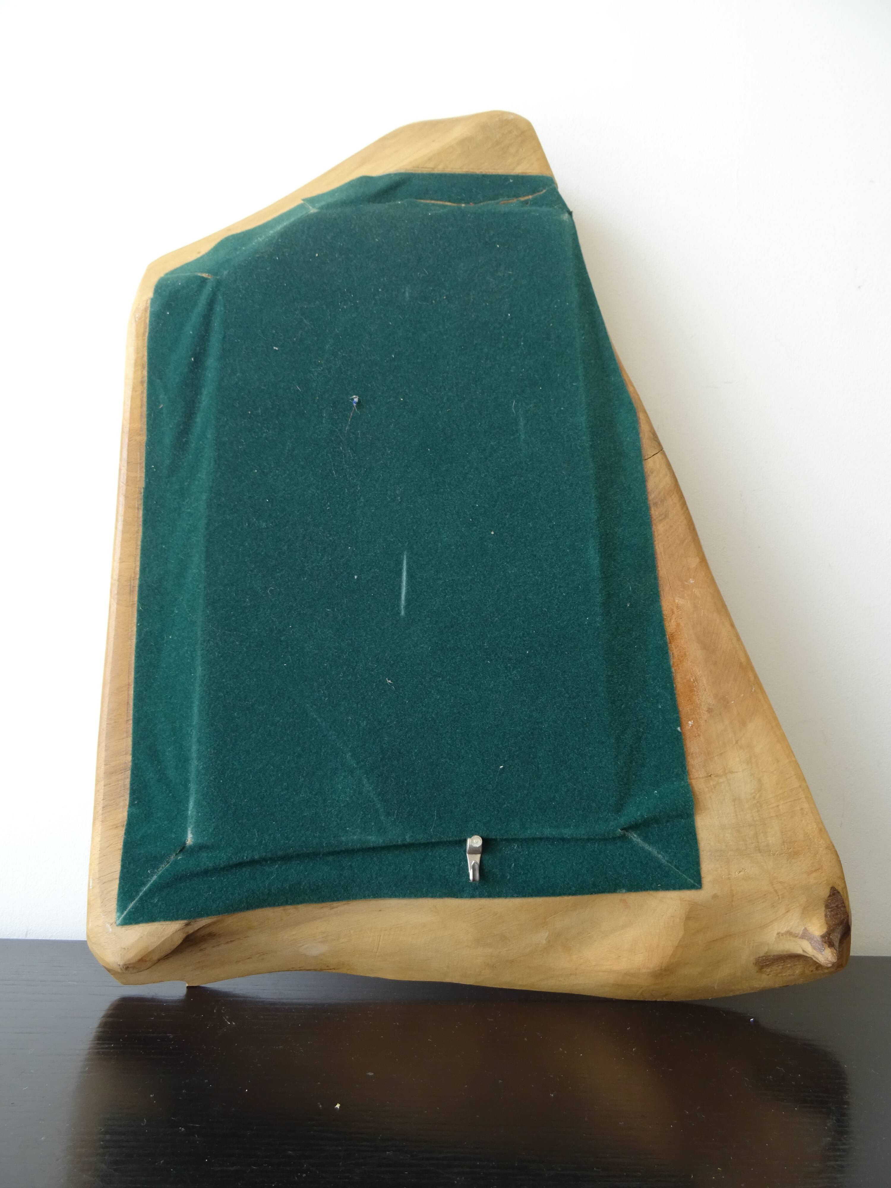 Brutalist free-form solid wood mirror from the 70s