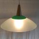 Scandinavian style pendant light in glass and wood - late 20th century
