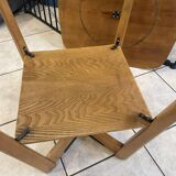 Scandinavian wooden side coffee table with vintage 50s swivel top