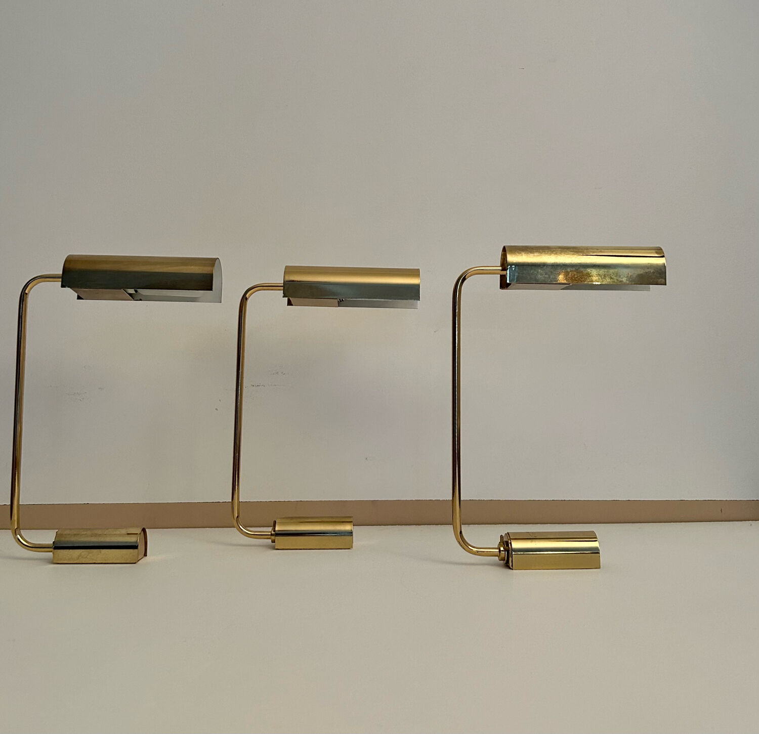 Set de 3 appliques vintage orientable, laiton, France 1970