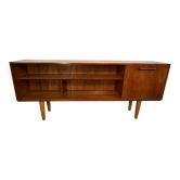 Buffet/bibliothèque mince en teck style rétro vintage milieu du siècle, abattant style cocktail, années 1960