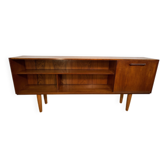 Buffet/bibliothèque mince en teck style rétro vintage milieu du siècle, abattant style cocktail, années 1960