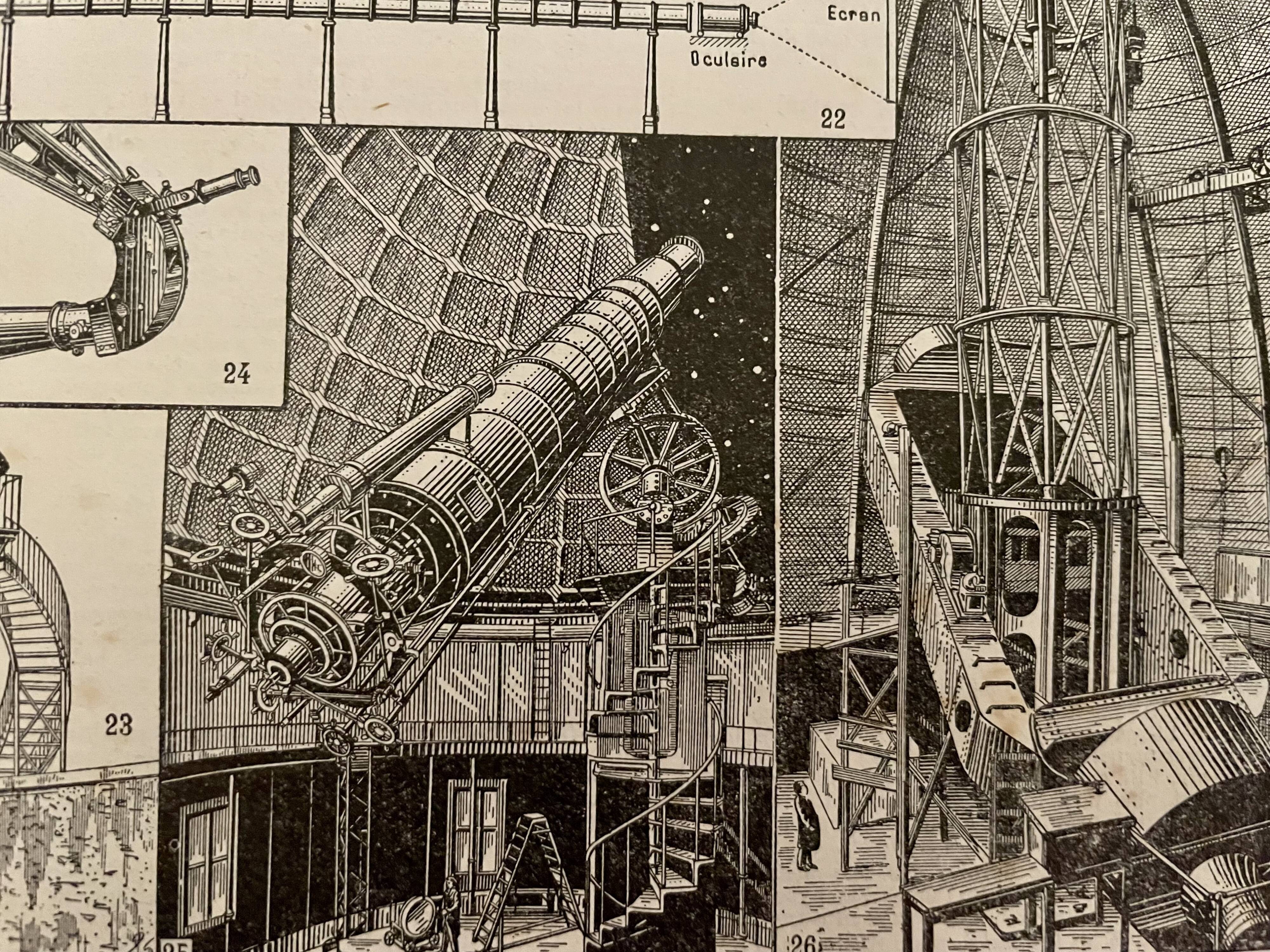 Lithographie gravure sur l'astronomie de 1923