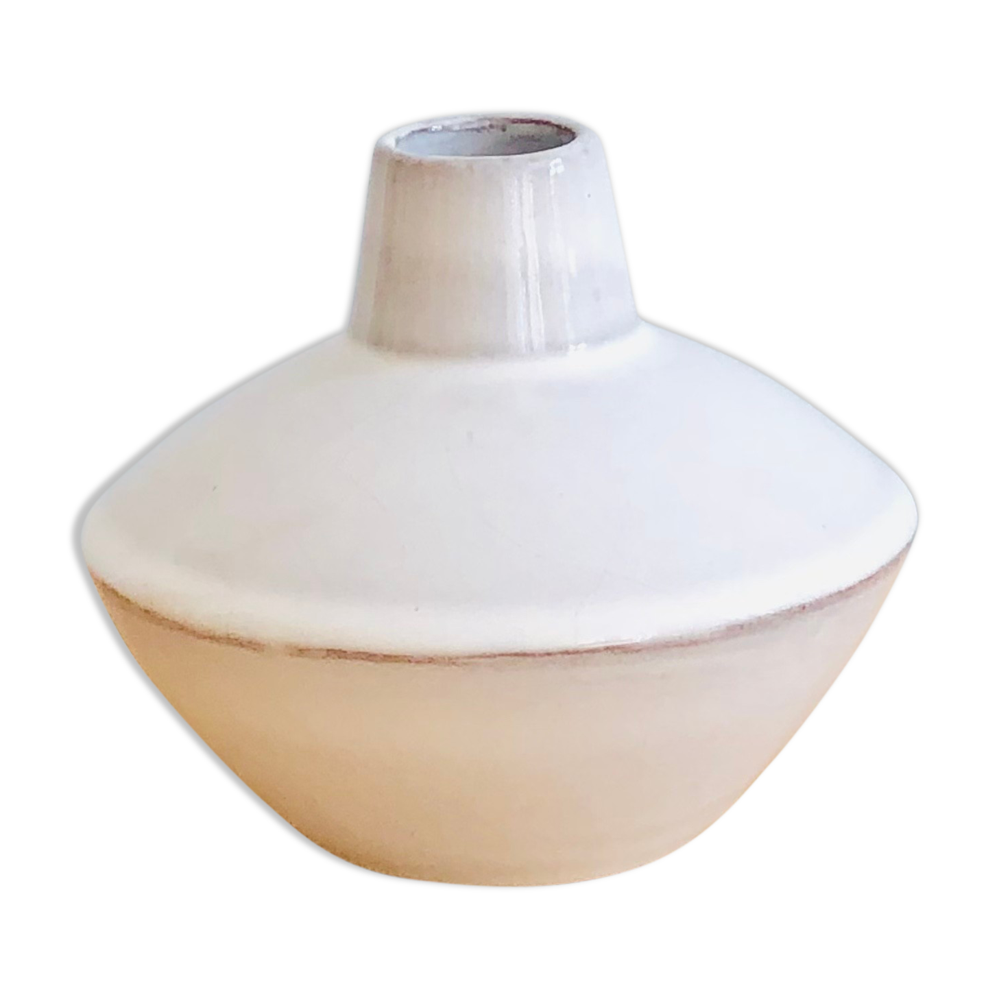 White enamelled terracotta vase