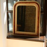 Miroir ancien style Louis Philippe, loupe de bois