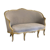 Banquette corbeille de style Louis XV en bois sculpté et peint, XIXème siècle
