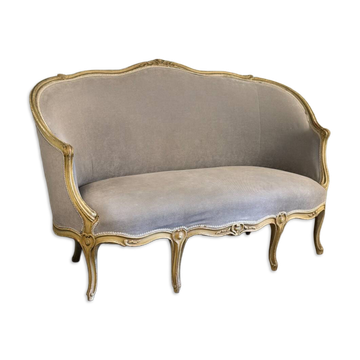 Louis XV style carved and painted wooden basket seat, 19th century.