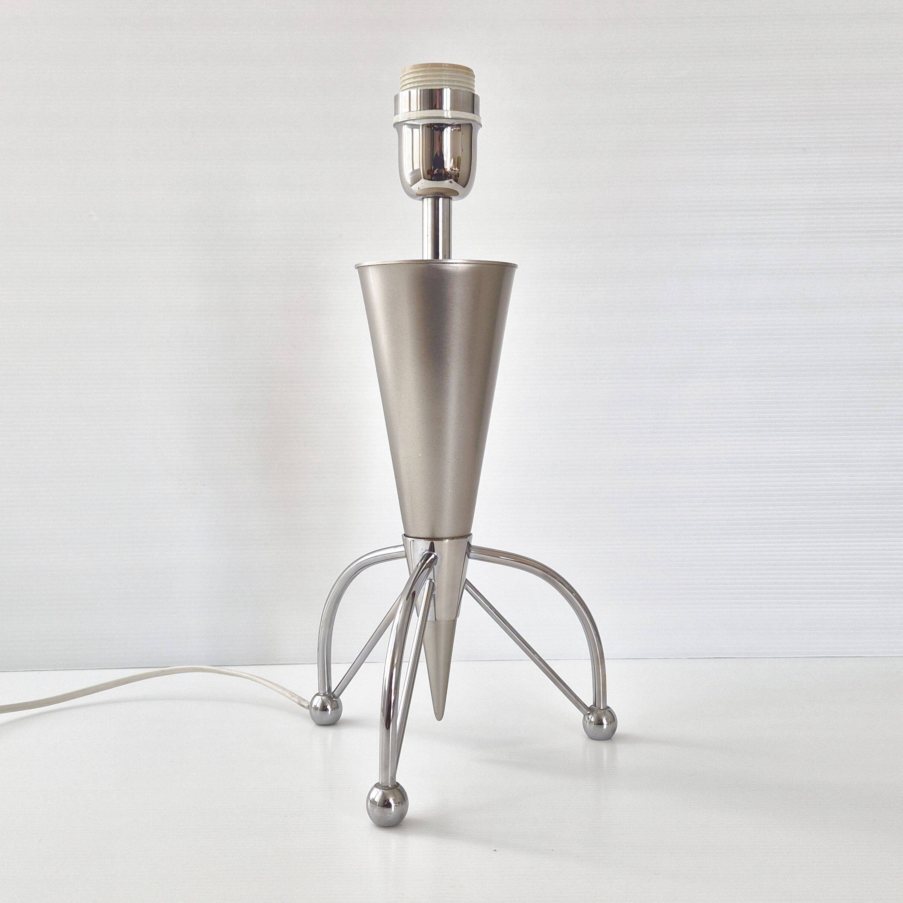 Vintage 1980 Tripod Flare Lamp in Chrome Steel & Brushed 80s Retro 1980s