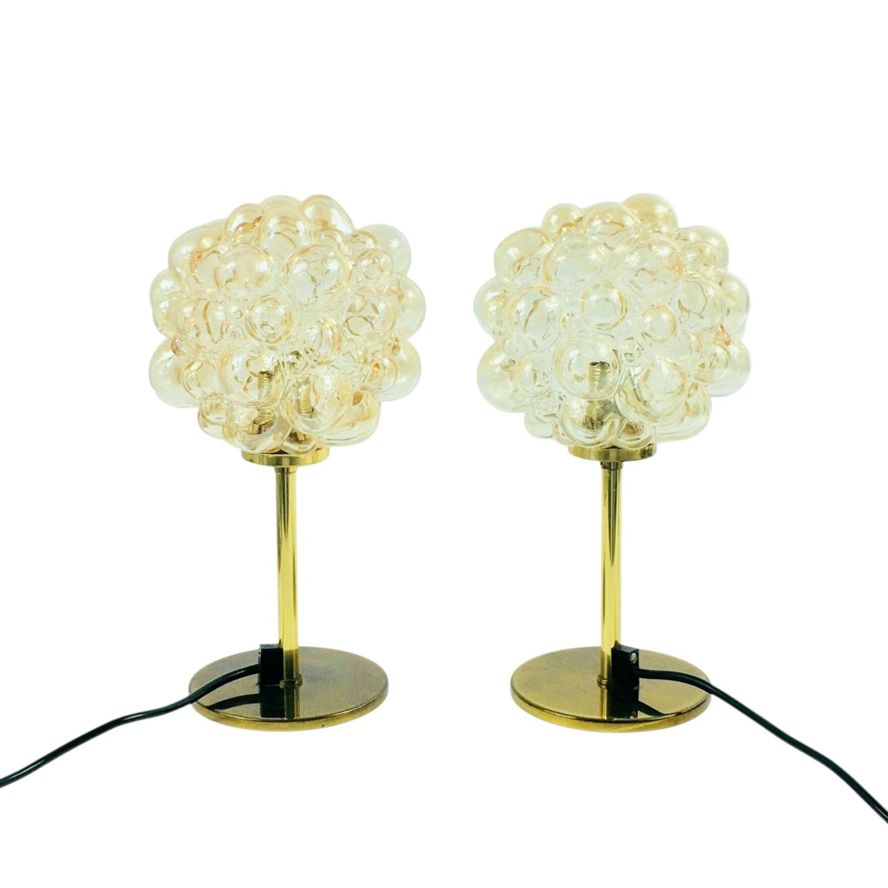 Paire de lampes de table en verre bulle du milieu du siècle par H. Tynell, Allemagne, années 1960.