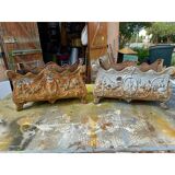 Pair of enamelled cast iron planters from 1900 from Charleville-Mézières