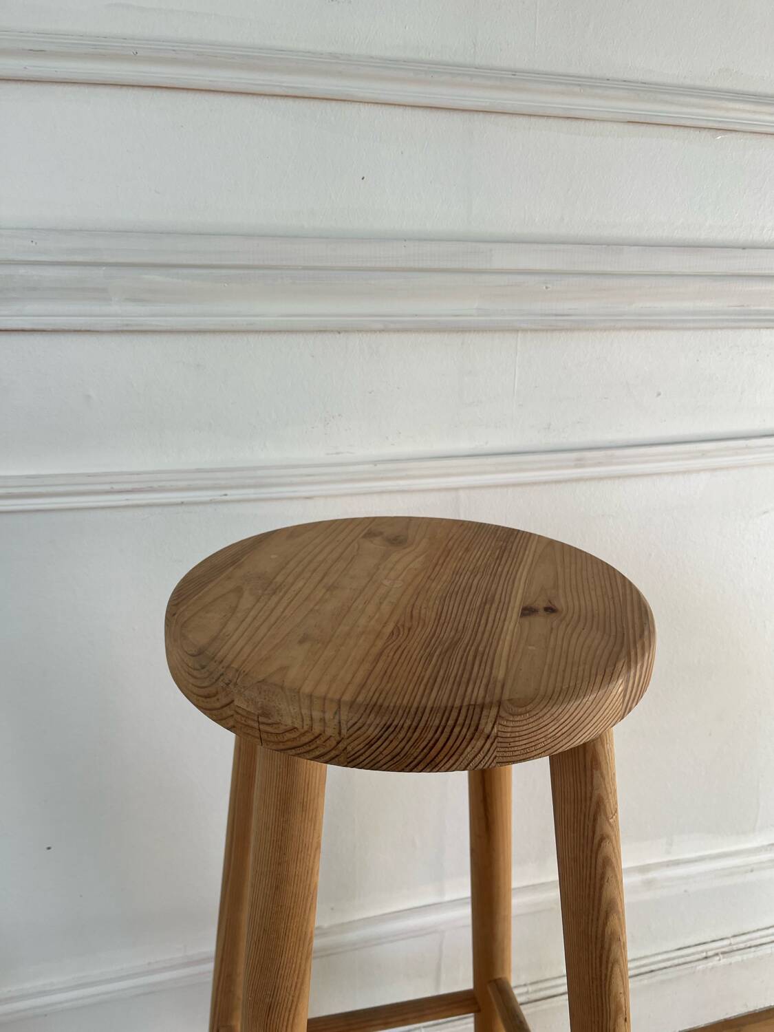 High wooden stool with chalet style