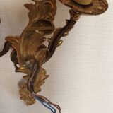 Stylish Vintage French Bronze Double Wall Sconces with Acanthus Leaf Detail