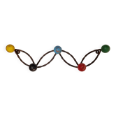 Ancien porte-manteau mural en fer forgé et boules colorées -Roger Feraud