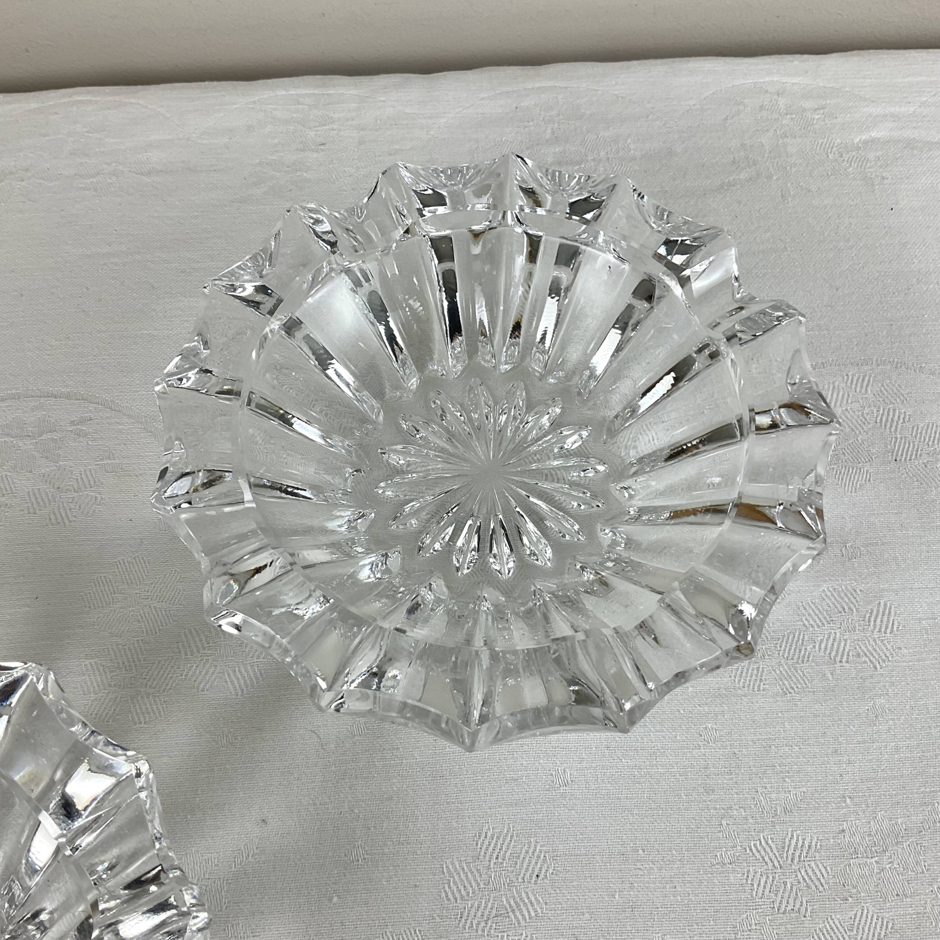 Pair of crystal ashtrays