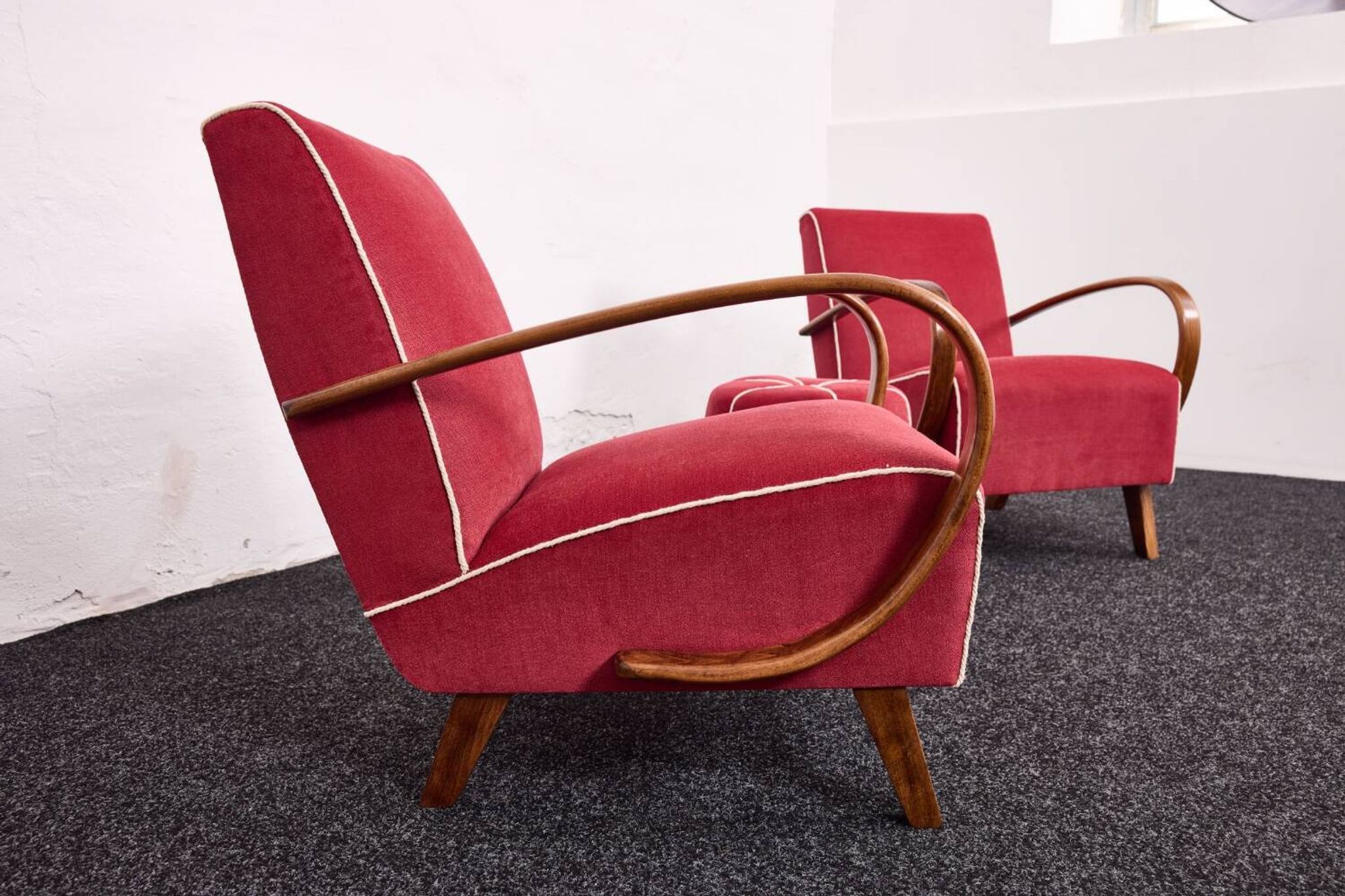Fauteuils et tabourets Art Déco Jindřich Halabala H-530 années 1940, Up Závody