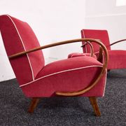 Fauteuils et tabourets Art Déco Jindřich Halabala H-530 années 1940, Up Závody