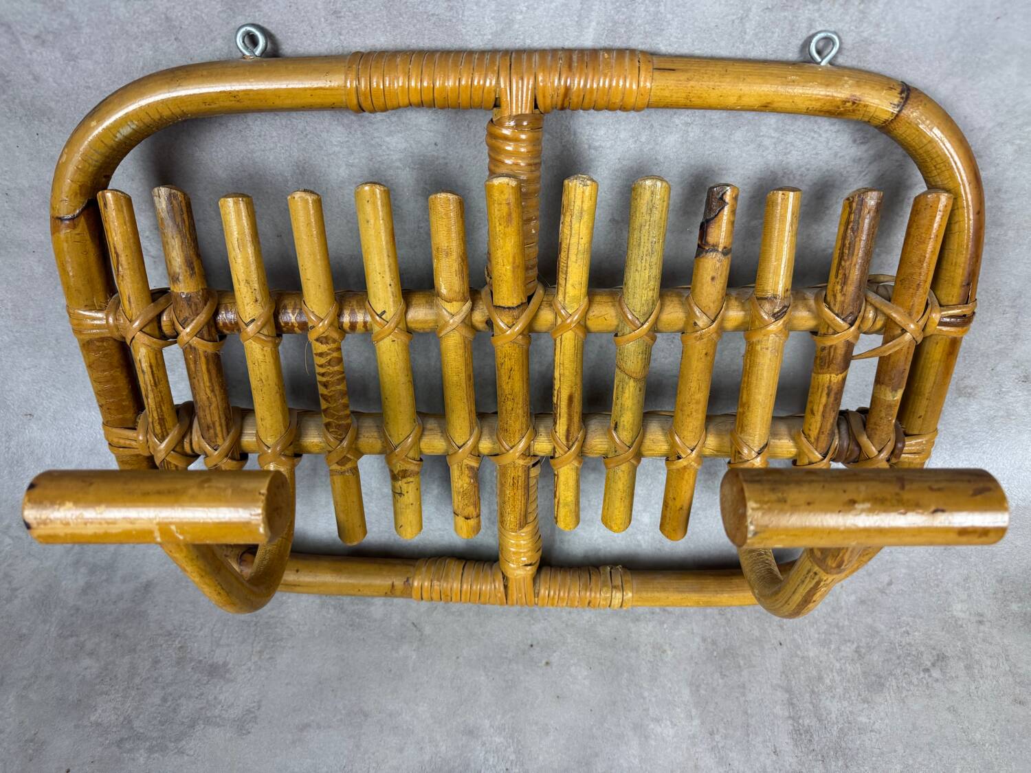 60s Rattan Coat Rack Italy Olaf Von Bohr Style