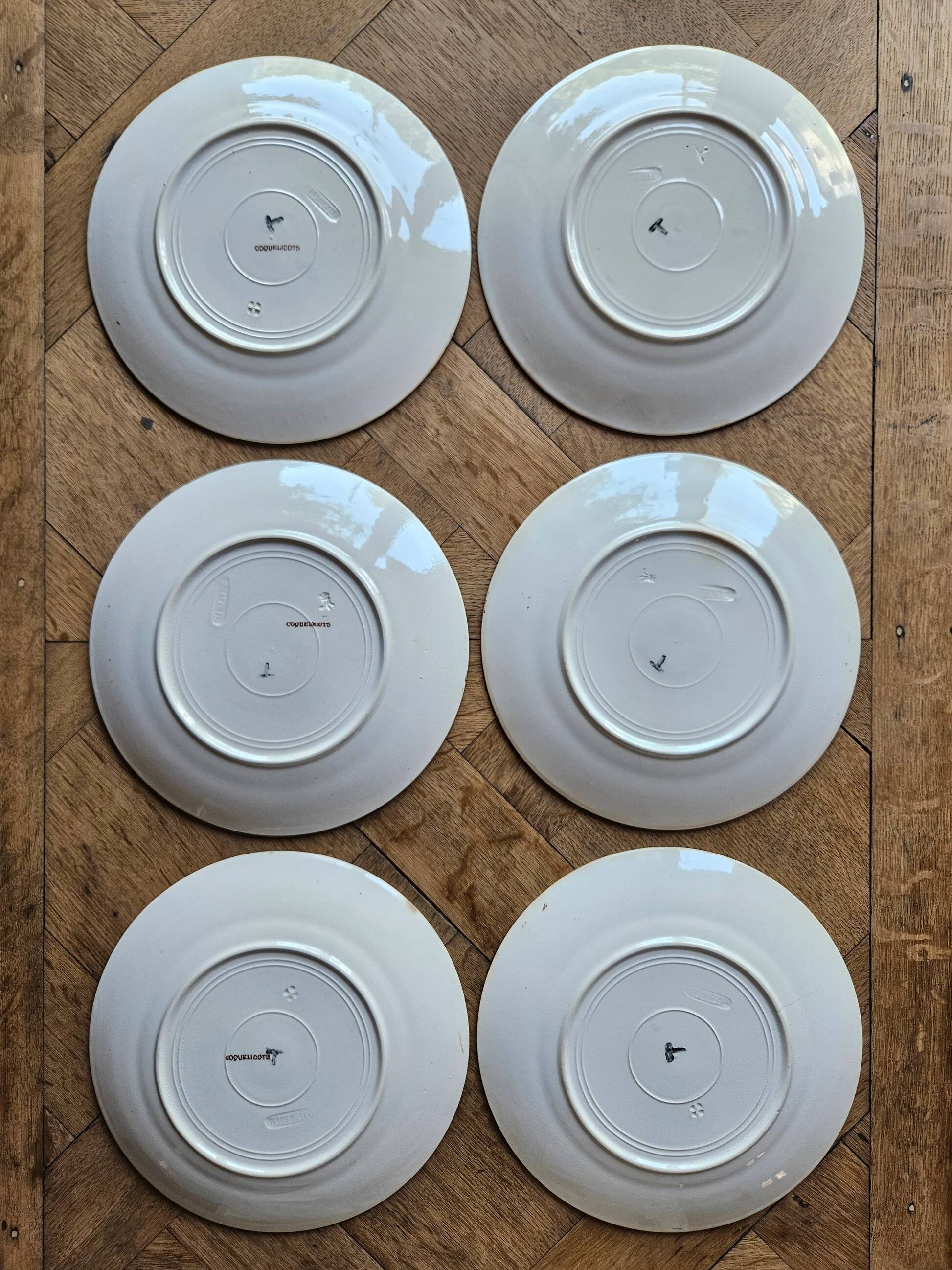 Ironstone dessert plates, poppies