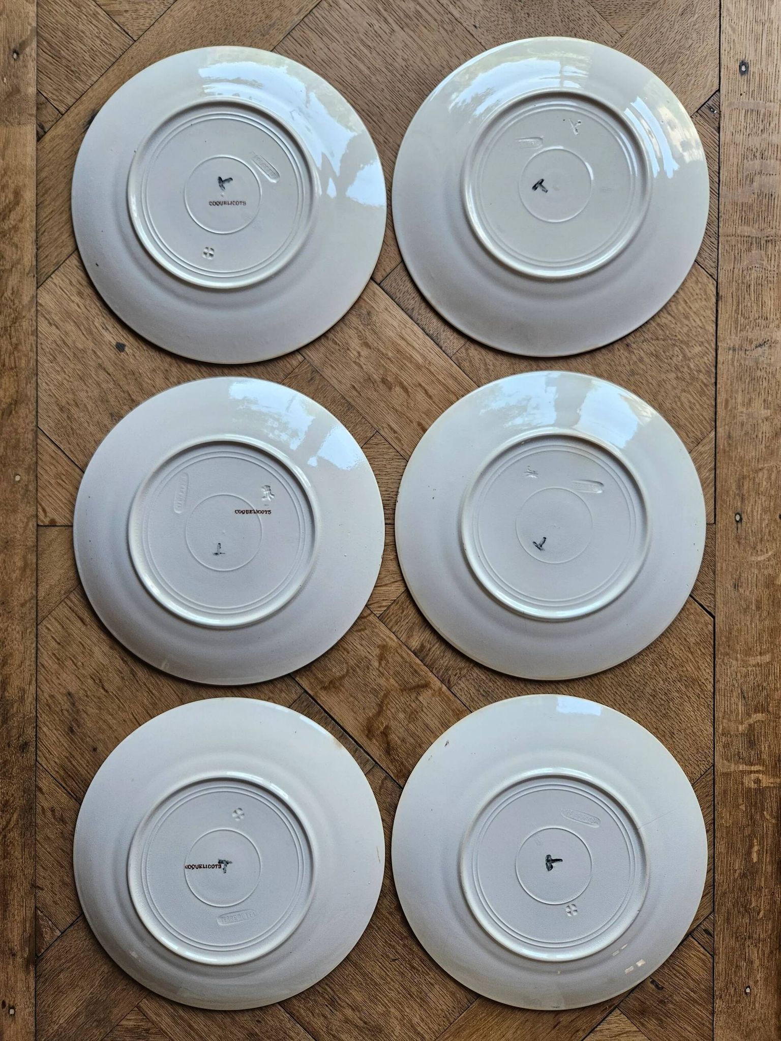 Ironstone dessert plates, poppies