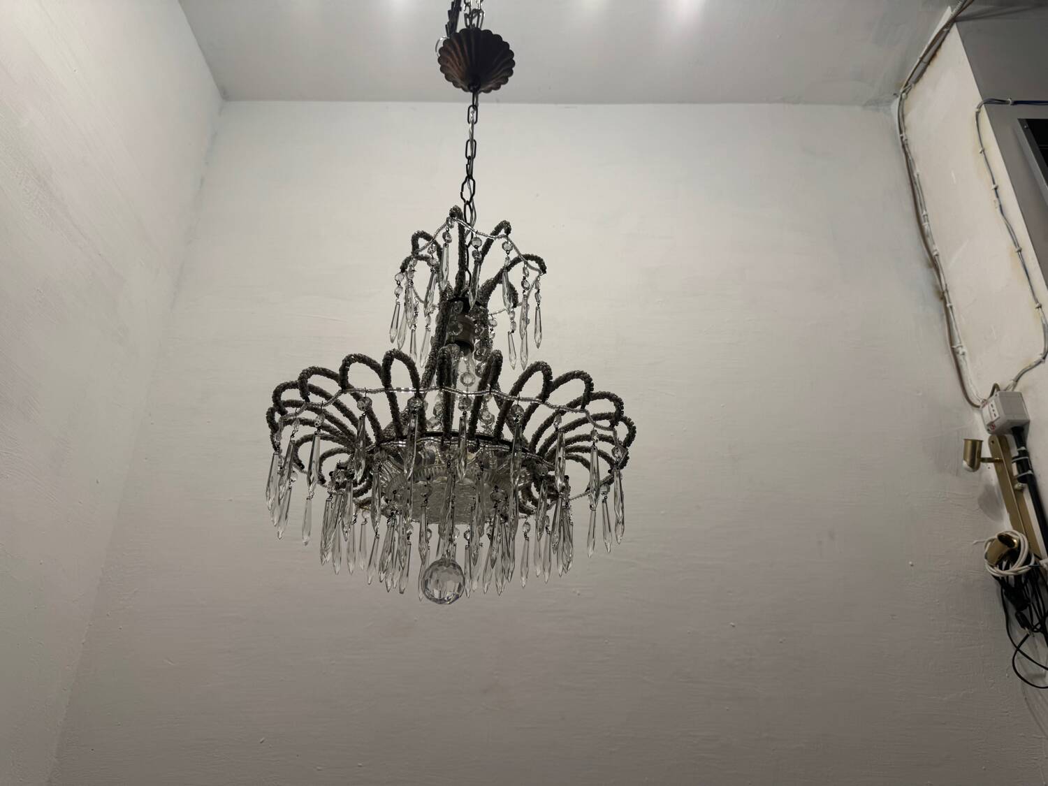 Vintage Italian Crystal Beaded Light Pendant 1960’s