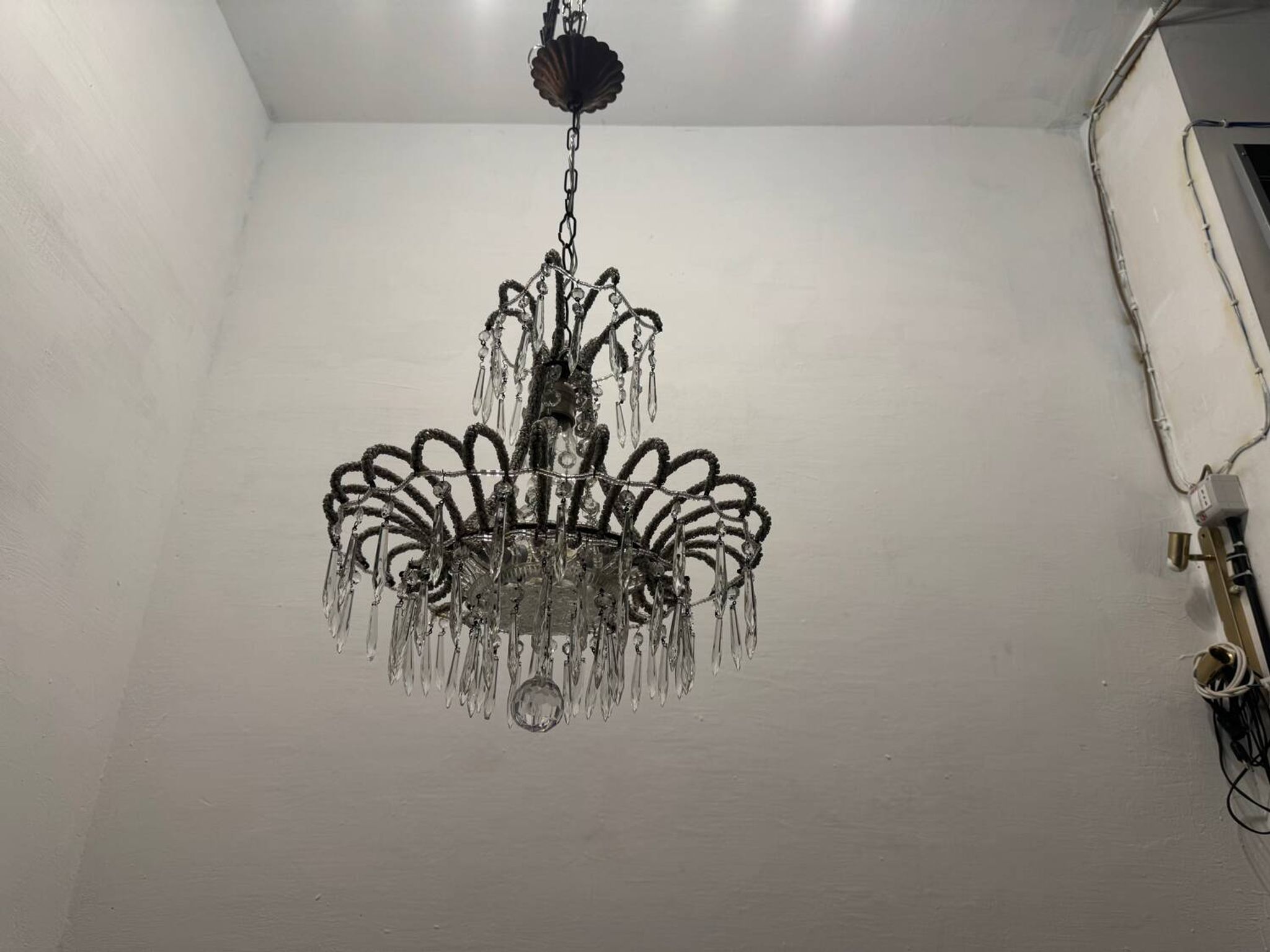 Suspension vintage en perles de cristal italiennes des années 1960