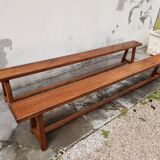 Pair of old oak farm benches -2m75