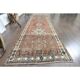 1970s Vintage Persian Handmade Wool Cotton Red Runner Rug 88x329